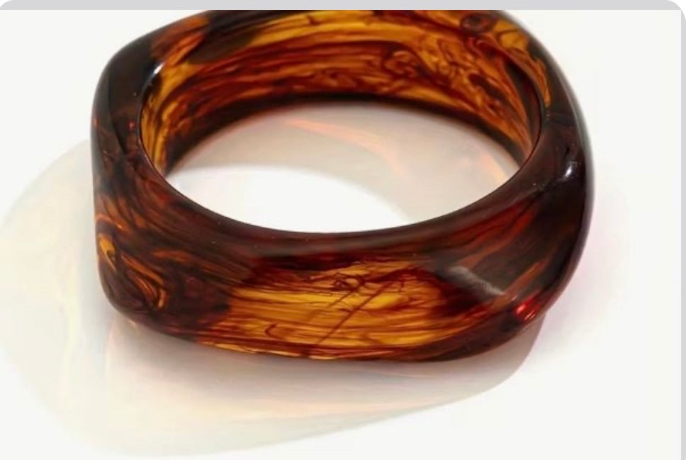 1 pc Elegant Acrylic Bracelet with Irregular Marble Pattern-Wide Thick Surface