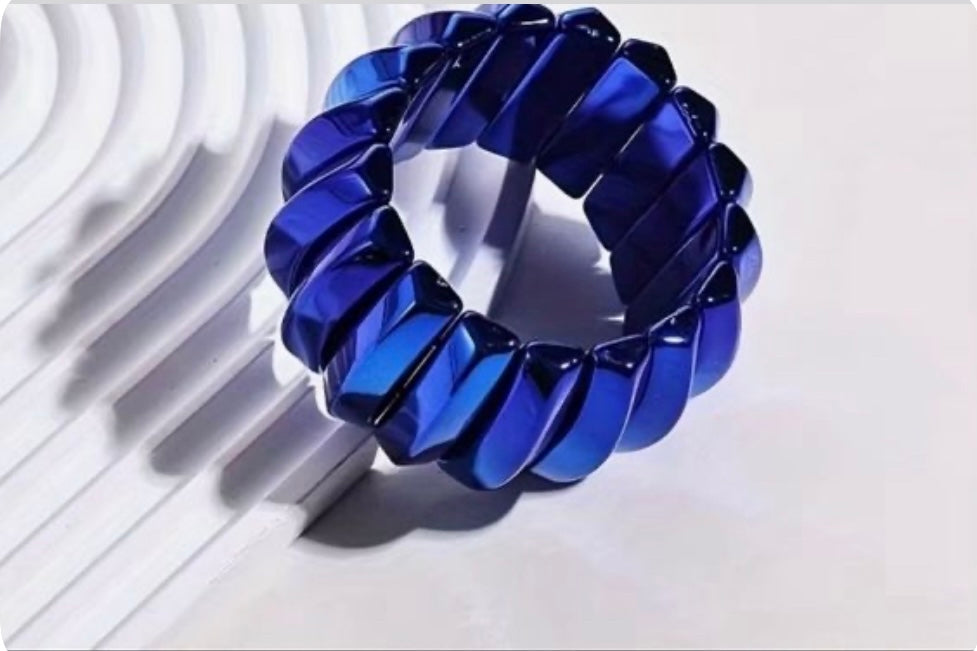 2 Chic Retro-inspired Bold Blue Resin Bangle Bracelet