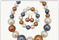 1 Necklace set Fashionable and Elegant Imitation pearl personality Necklace,Bracelet,Earrings blue and brown necklace
