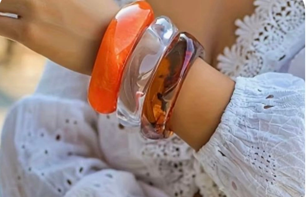 3-Piece of Bold Semi-Transparent Bangle-Beautiful Colors